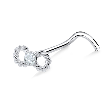 Stony Infinity Shaped Silver Curved Nose Stud NSKB-676